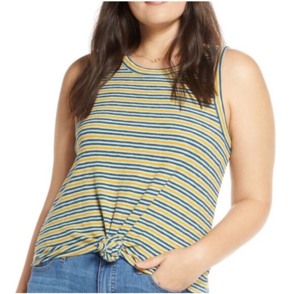 Madewell Audio Stripe knot front tank Medium - Picture 1 of 5